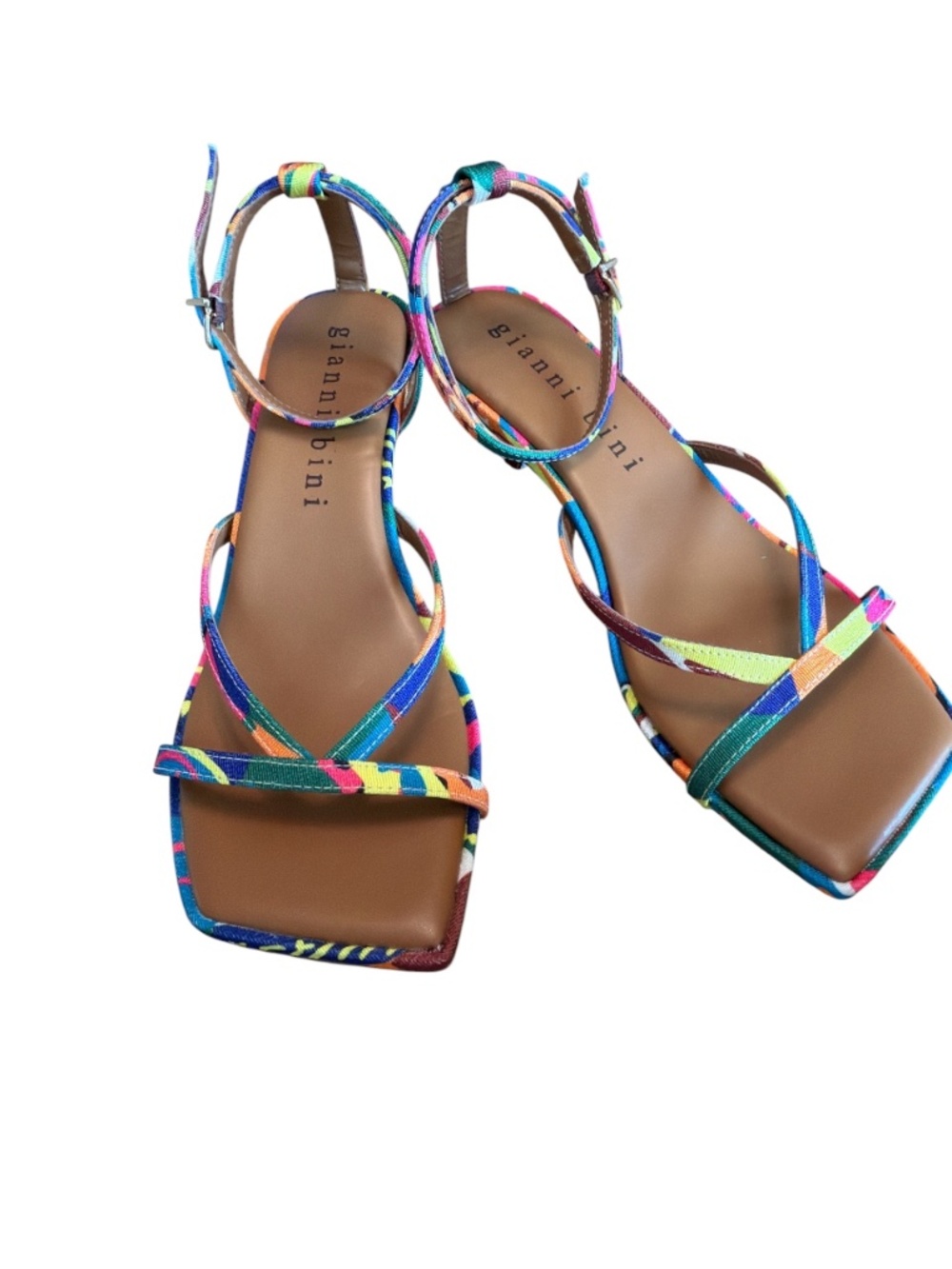 Gianni Bini Multicolor Strappy Kitten Heel Sandals Women’s Size 7.5